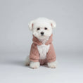 Cargar la imagen en la vista de la galería, Petit chien blanc portant un sweat capuche pour chien doux et pelucheux de couleur beige et blanc