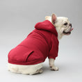 Cargar la imagen en la vista de la galería, Chien de petite taille portant un sweat capuche pour petit chien rouge confortable en extérieur