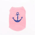 Carica l'immagine nel visualizzatore della galleria, T-shirt léger pour chien rose avec un motif d'ancre marine bleue