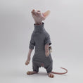 Cargar la imagen en la vista de la galería, T-shirt rayé pour chat Sphynx gris avec col roulé et motifs amusants pour les chats élégants