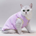 Load image into Gallery viewer, Tee-shirt chaud pour chat en tissu doux, couleur lavande avec détails en jaune