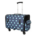 Load image into Gallery viewer, Valise roulettes pour chien bleue à pois avec poignée télescopique et poche latérale