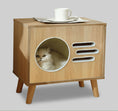 Cargar la imagen en la vista de la galería, Maison chat en bois de style moderne avec petit chat blanc à l'intérieur