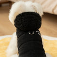 Cargar la imagen en la vista de la galería, Manteau pour petit chien noir avec capuche en fausse fourrure douce par Oscar et Plume
