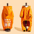 Carica l'immagine nel visualizzatore della galleria, Veste pluie pour chien orange avec capuche et inscription blanche pour protection contre la pluie