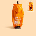 Carica l'immagine nel visualizzatore della galleria, Veste pluie pour chien orange imperméable avec capuche et inscription don't touch me