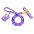 Charger l'image dans la visionneuse de la galerie, Laisse et collier personnalisable pour chien en corde violette avec accessoires dorés et sac de rangement