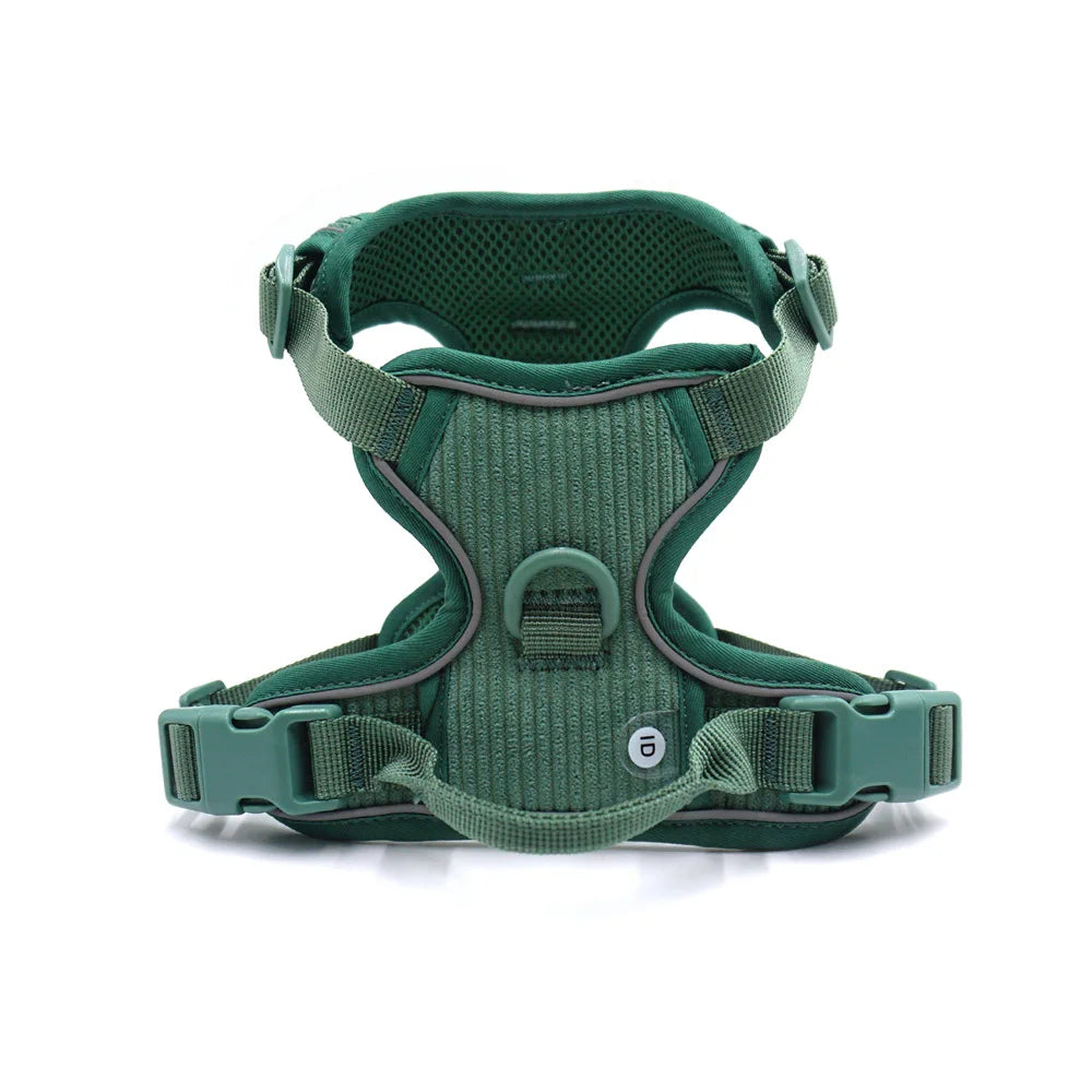 Harnais ou Ensemble personnalisable en velours pour chien Oscar et Plume Harnais Vert foncé / S