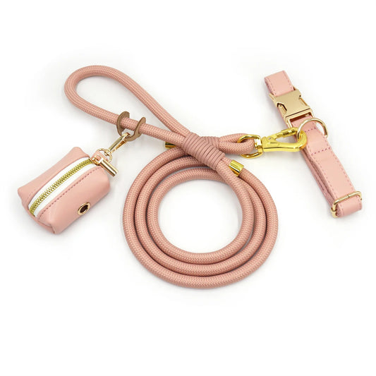 Ensemble Collier en cuir durable personnalisable, laisse et distributeur de sac pour chien Oscar et Plume Ensemble 3 pièces / XS