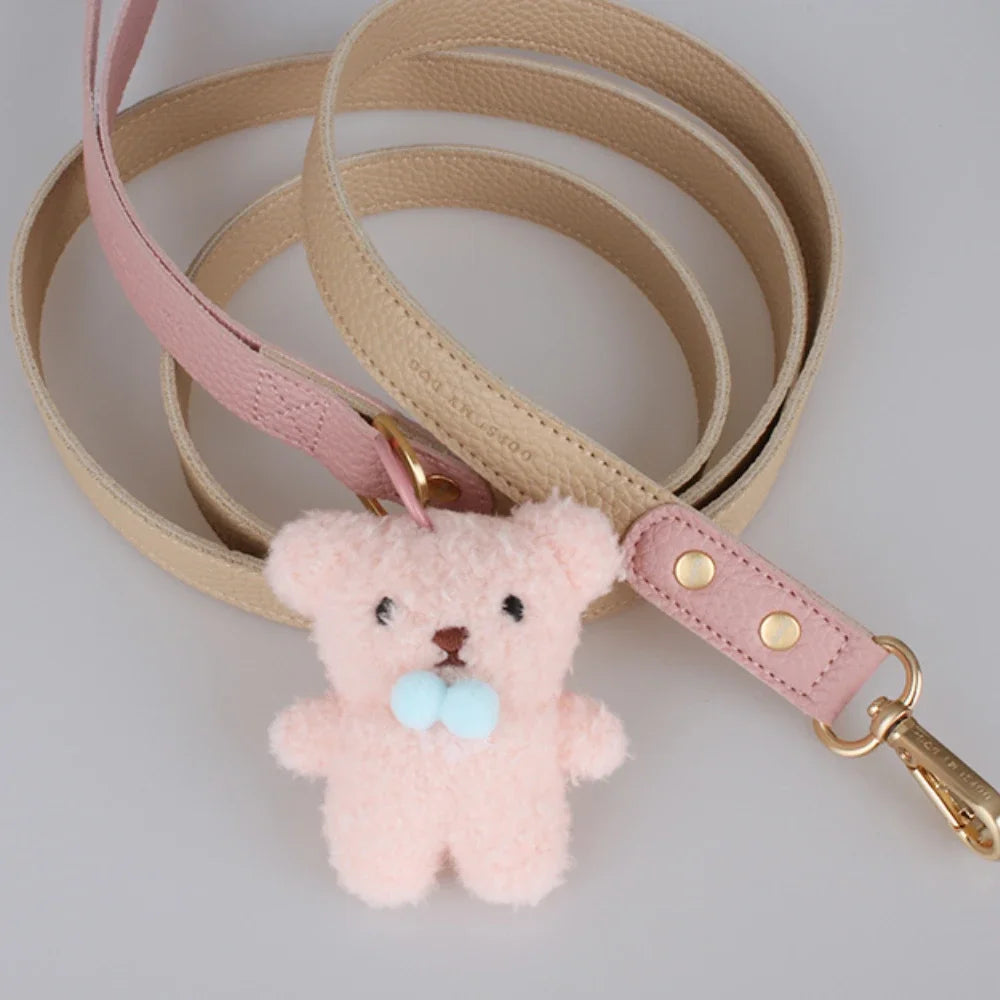 Ensemble collier et laisse en cuir durable pour chiot et petit chien Oscar et Plume Laissse rose / M