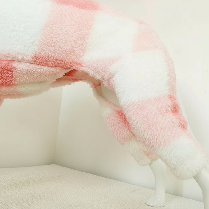 Pull Pour Lévrier Motif Carreaux Rose Blanc