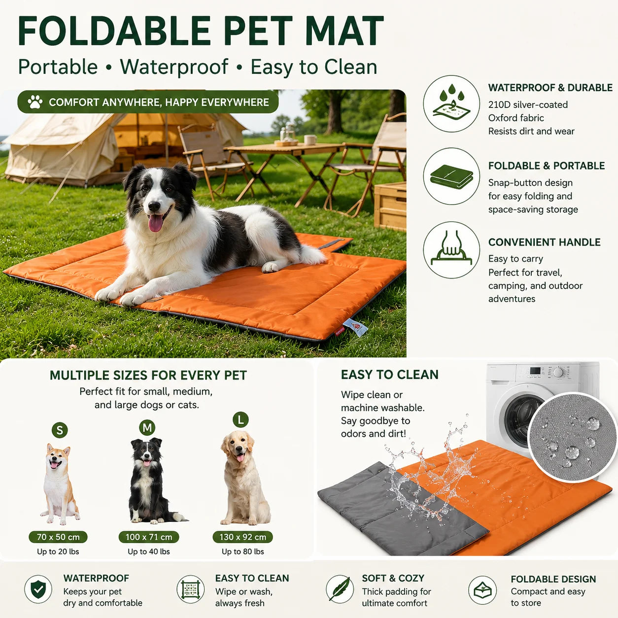 Tapis Portable Imperméable  Pour Chien Lavable