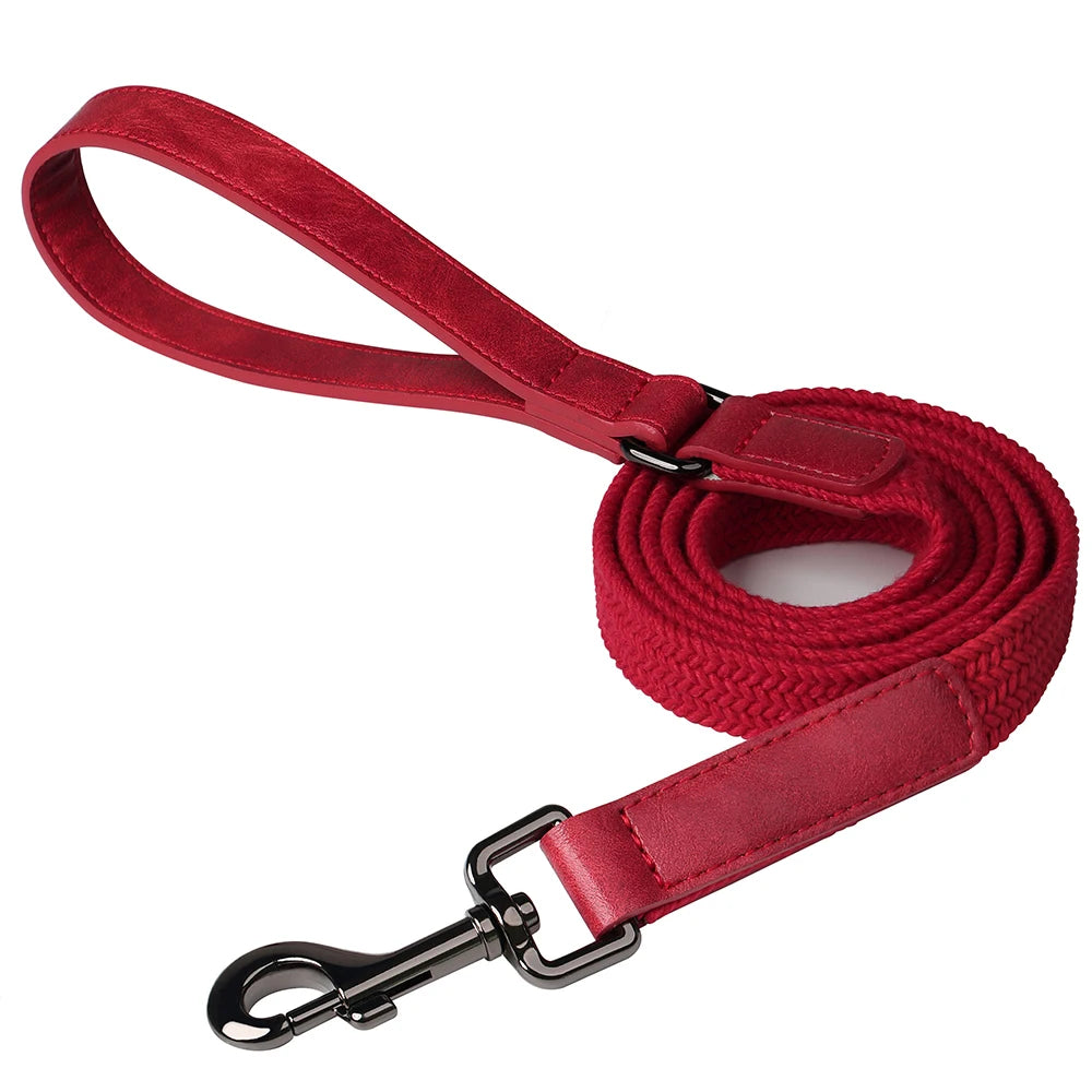 Laisse Pour Chien En Nylon Durable 1,5 M Avec Poignée En Cuir Robuste