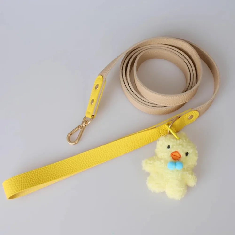 Ensemble collier et laisse en cuir durable pour chiot et petit chien Oscar et Plume Laisse jaune / M