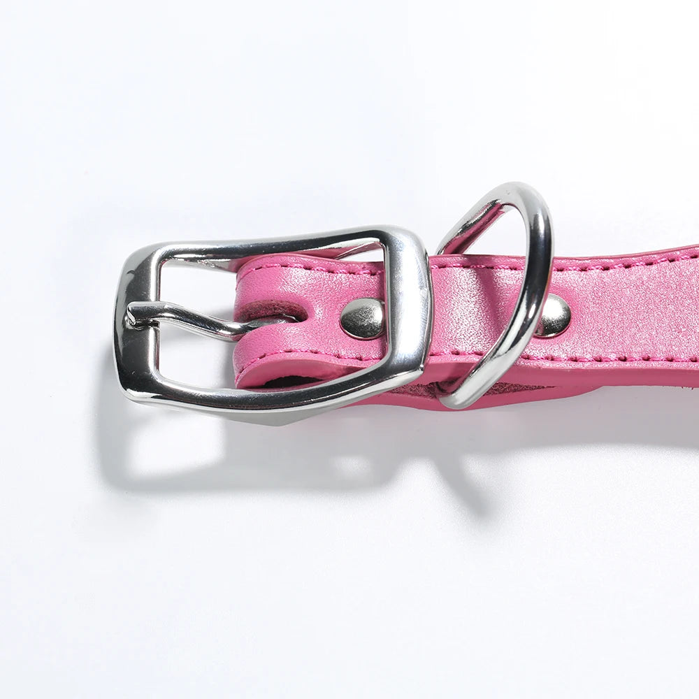 Collier Réglable En Cuir Avec Petite Marguerite Pour Chien