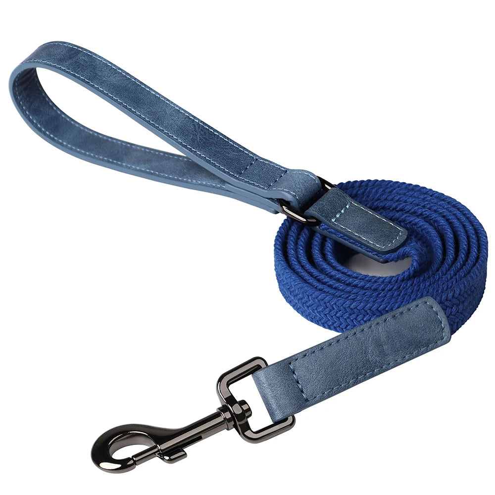 Laisse Pour Chien En Nylon Durable 1,5 M Avec Poignée En Cuir Robuste