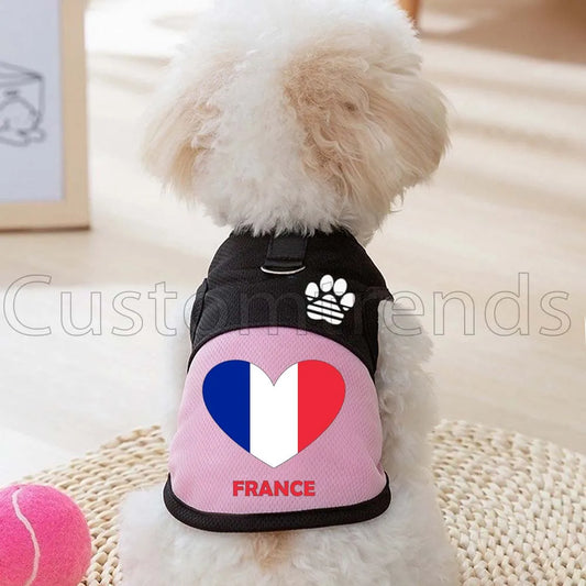 Maillot Avec Drapeau Français Pour Chiens  Avec Anneau