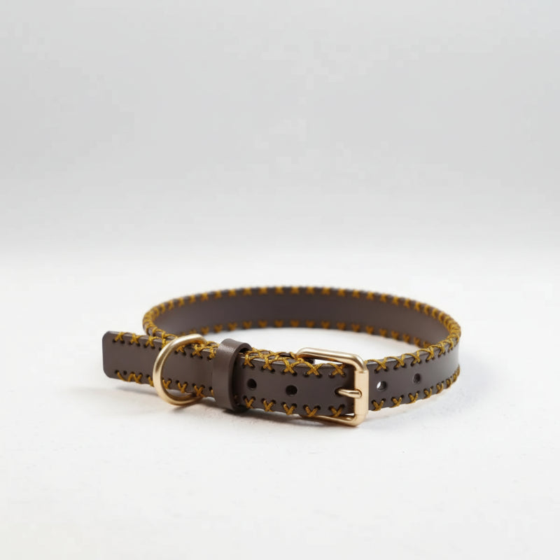 Collier En Cuir Avec Piqures Pour Chien