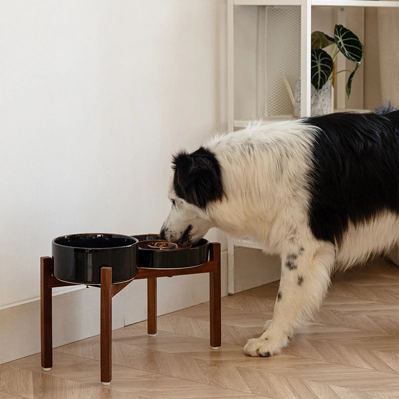 Bols Céramique Surélevés Grands Chiens  Avec Support Bois jusqu'à 1800 Ml