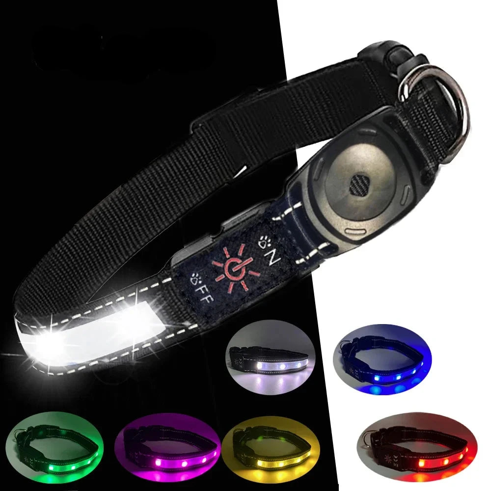 Collier Led avec emplacement Airtag pour chien et chat Oscar et Plume Multicolore / S (30-39)cm