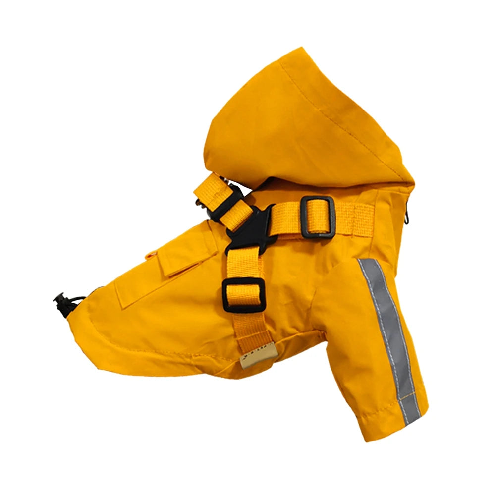 Imperméable pour chien avec capuche et anneau de laisse Oscar et Plume Jaune / XS