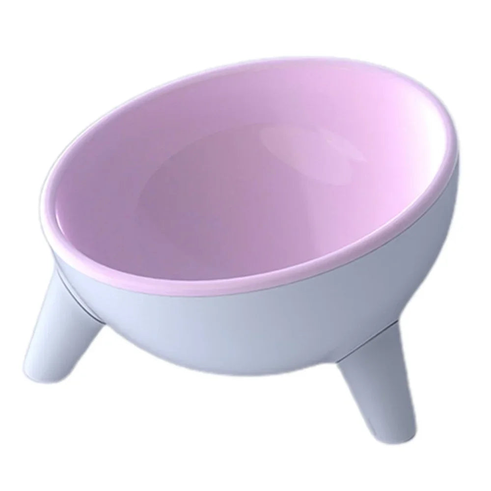 Gamelle surélevée inclinée antidérapante pour chat et petit chien, bol pastel avec trois pieds.
