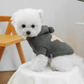 Carica l'immagine nel visualizzatore della galleria, Chien blanc en pull à capuche gris foncé avec étoile de mer beige, vêtement automnal pour chiens et chats.
