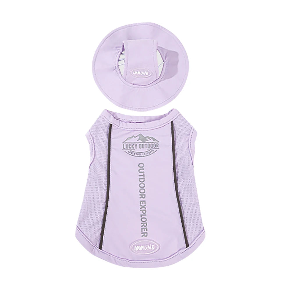 Ensemble T-Shirt Refroidissant Respirant Pour Chiens  Avec Casquette