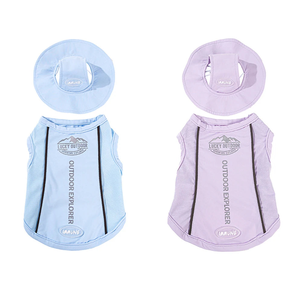 Ensemble T-Shirt Refroidissant Respirant Pour Chiens  Avec Casquette