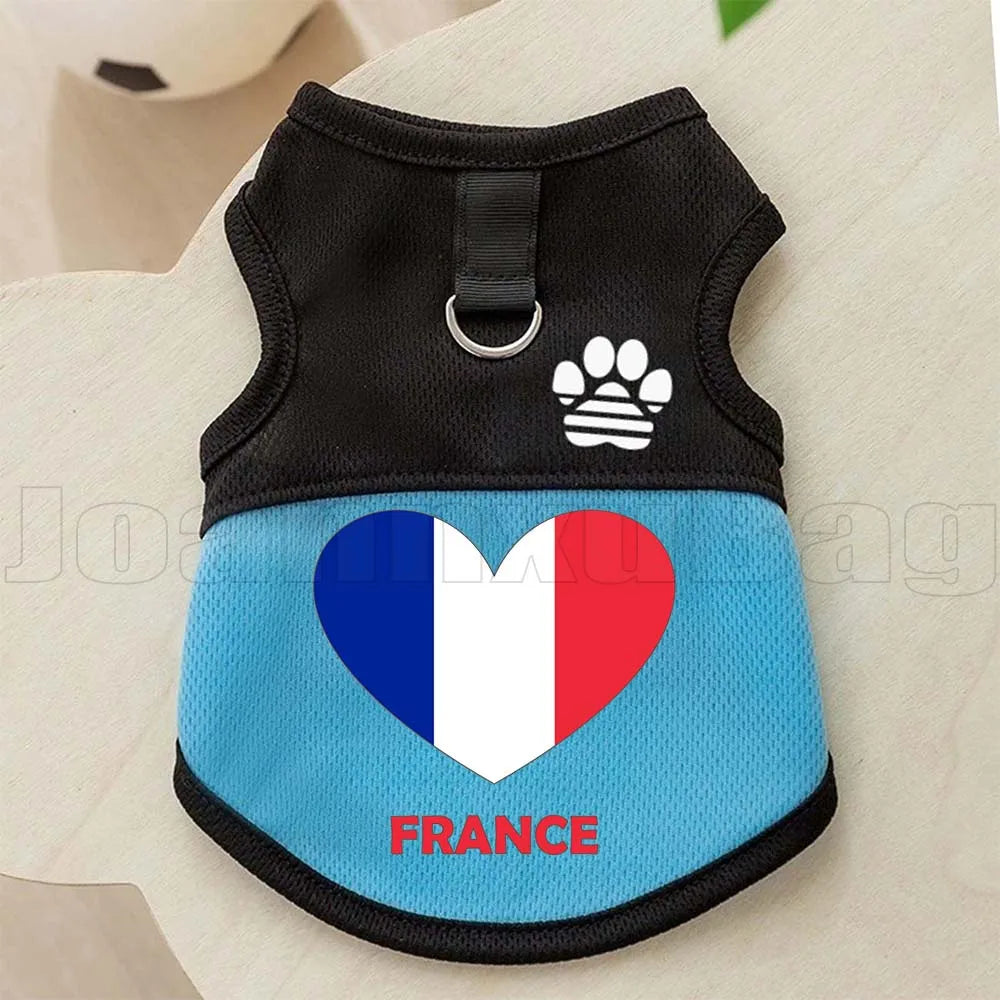 Maillot Avec Drapeau Français Pour Chiens  Avec Anneau