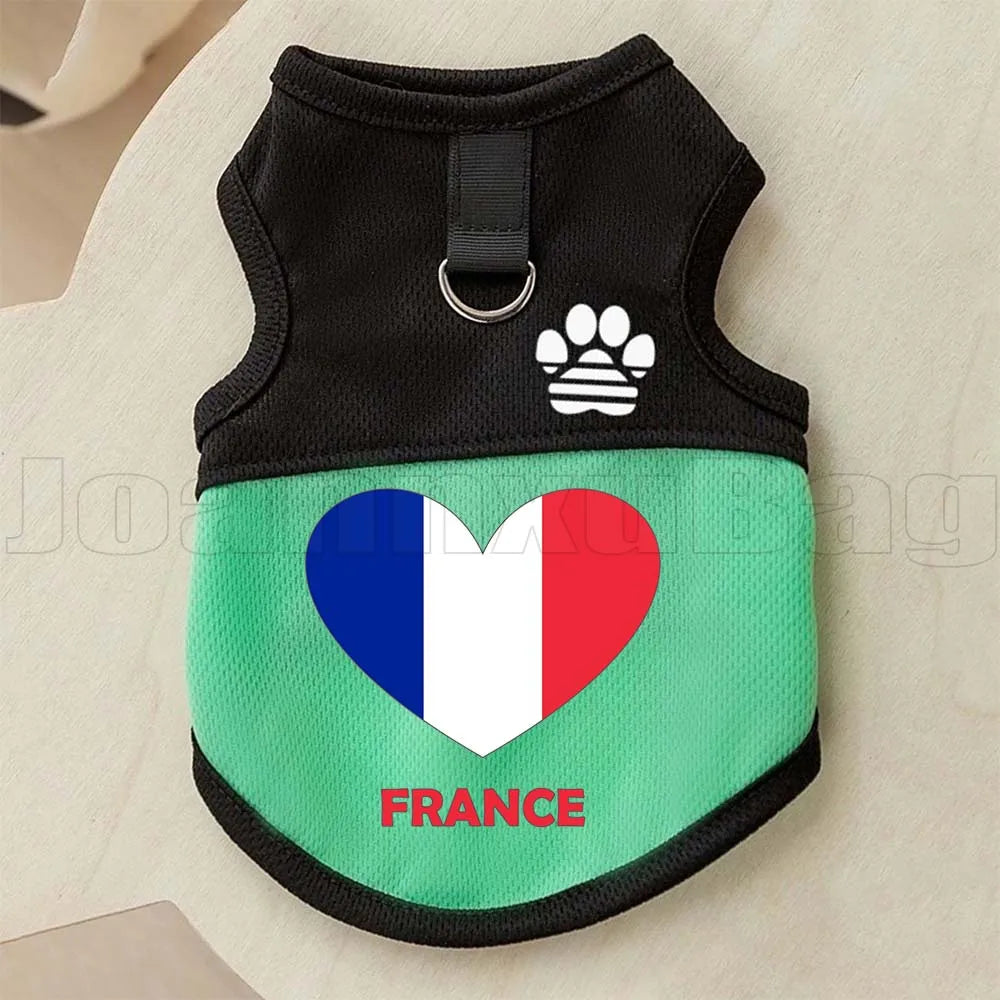 Maillot Avec Drapeau Français Pour Chiens  Avec Anneau