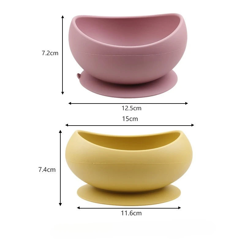 Gamelle en silicone avec ventouse pour chat et petit chien, rose et jaune.