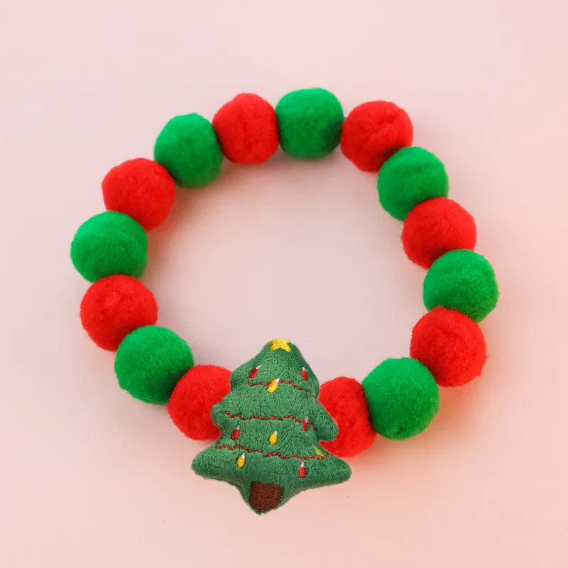 Collier De Noël En Boule De Peluche Pour Chat Et Chien