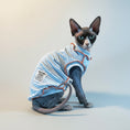 Load image into Gallery viewer, T Shirt Rayé Bleu Et Confortable Pour Chat
