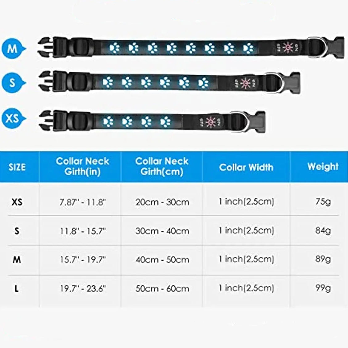 Collier LED Multicolore 7 Modes Pour Chat et Chien