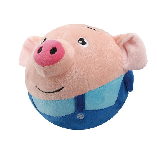 Jouet en peluche interactif pour chien et chat Oscar et Plume Cochon bleu