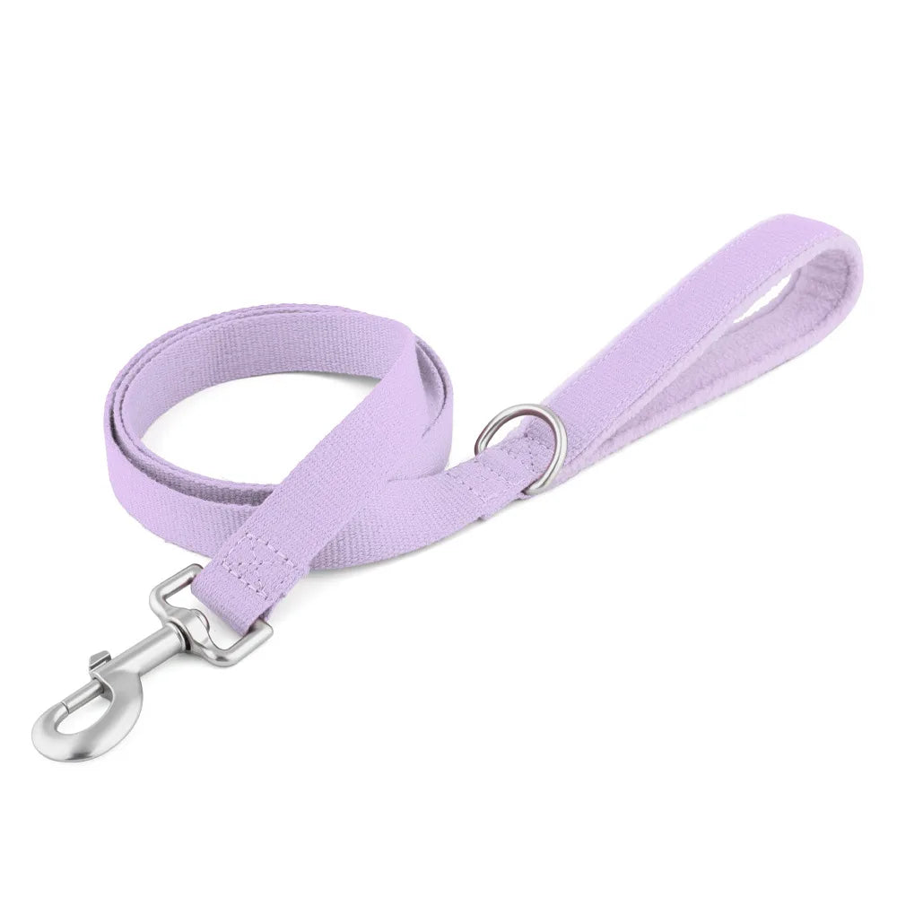 Laisse pour chien en coton réglable en violet, durable et confortable pour les promenades
