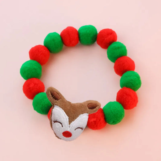 Collier De Noël En Boule De Peluche Pour Chat Et Chien