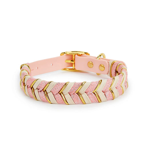 Collier tressé pour chien Oscar et Plume Rose / S (20-30cm)