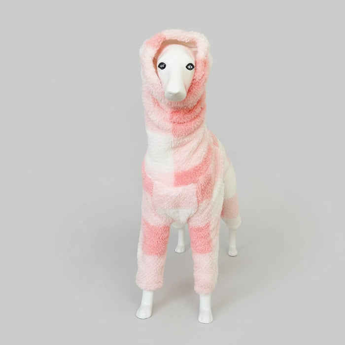 Pull Pour Lévrier Motif Carreaux Rose Blanc