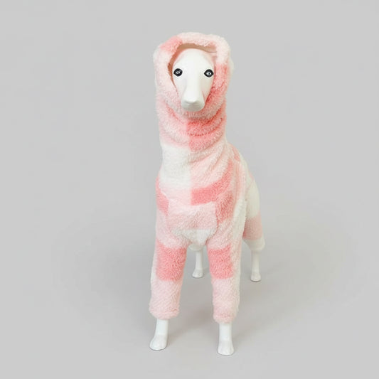 Pull Pour Lévrier Motif Carreaux Rose Blanc