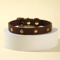 Load image into Gallery viewer, Collier en cuir durable avec rivet pour chat Oscar et Plume Marron / XS
