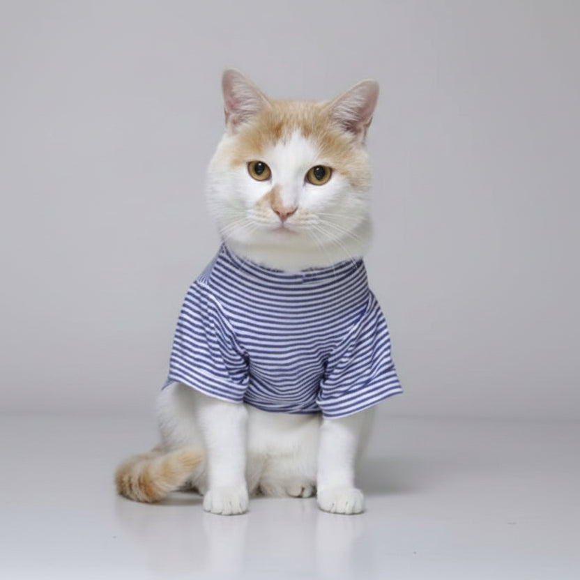 T-shirt Rayé Confortable Et Elégant Pour Chat