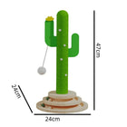 Arbre à chat cactus design vert avec base ronde en bois et jouet suspendu pour chat