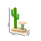 Arbre à chat cactus design vert et bois naturel avec plateforme fleurie pour chatons