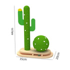 arbre à chat cactus design vert en corde avec base en bois et balle pour chat
