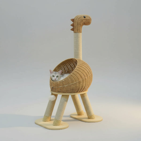 Arbre à chat en osier avec design ludique pour le confort des chats