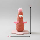 Arbre à chat en sisal design avec une base en feutre rose et un pompon sur le sommet