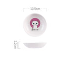 Assiette en céramique pour chat avec illustration de chat blanc sur fond rose et dimensions 10,5 cm