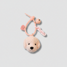 porte-clés caniche en peluche rose Oscar et Plume tete moelleuse perles breloque coeur mini grelot